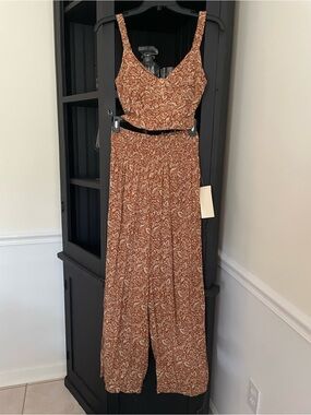 Paper Crane Rust Paisley Smocked-Waist Jumpsuit